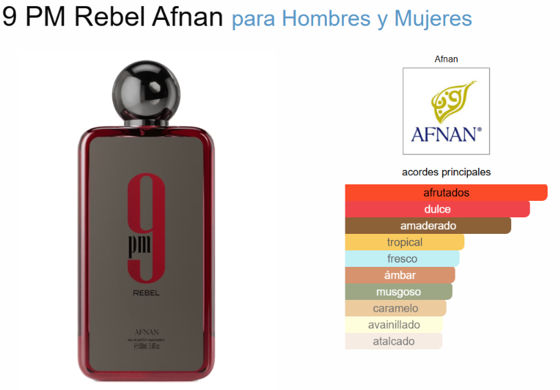Perfume Afnan 9pm Rebel 3.4 Eau De Parfume Unisex