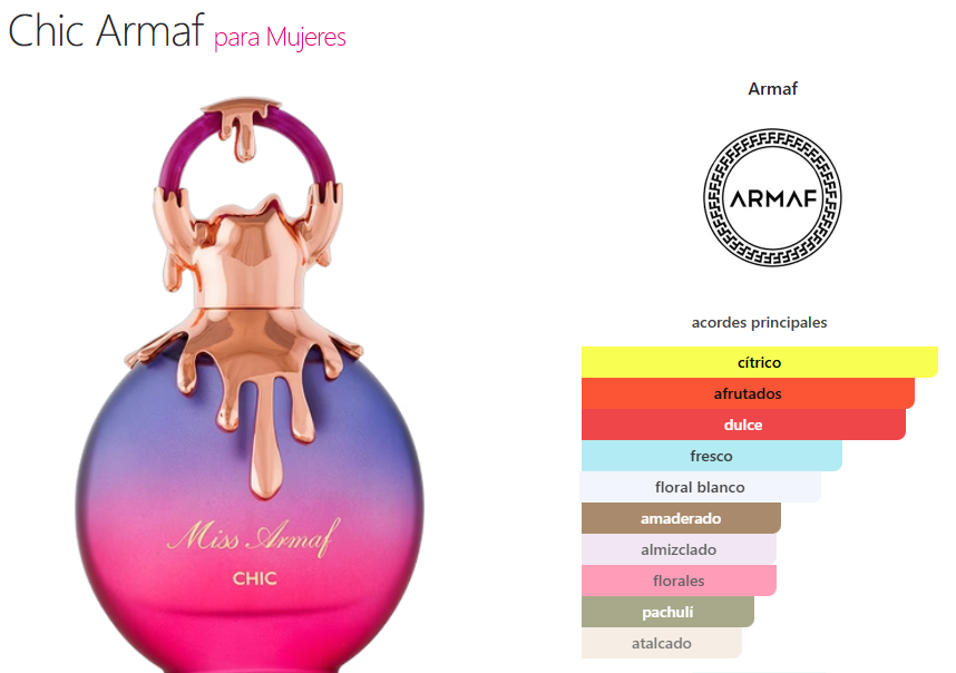 Miss Armaf Chic Eau de Parfum 100 ml | Perfume Árabe Original para Mujer