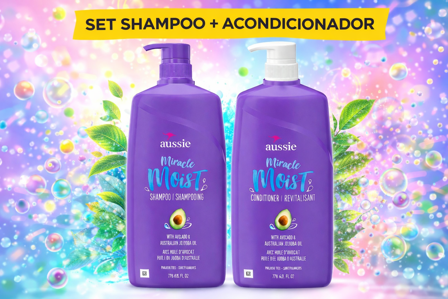 Shampoo Y Acondicionador Aussie Miracle Moist Combo 778 Ml