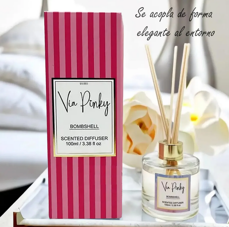 Difusor Aromatizante De 100 Ml Ambientador Con Varillas Via Pinky