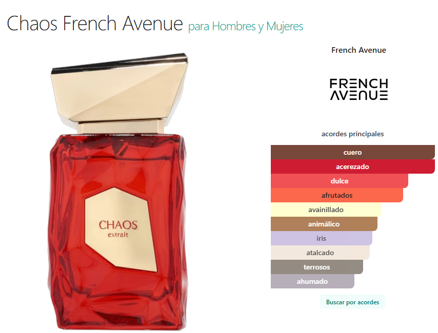 French Avenue Chaos Extrait de Parfum 100 ml | Perfume Árabe Original Unisex